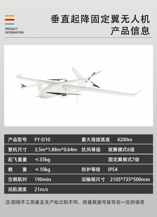 垂直起降固定翼無人機(jī)FY-D10型(圖2) 垂直起降固定翼無人機(jī)FY-D10型(圖2)